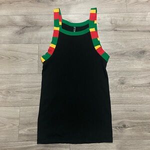 Y2K Rasta Reggae Raw Blue Ribbed Men’s Tank Top
